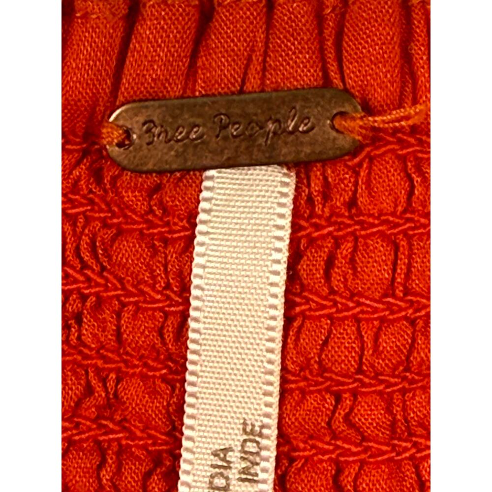 Free People Size 4 Some Nights Mini Wrap Dress Orange Linen Cotton Blend party - Picture 3 of 11